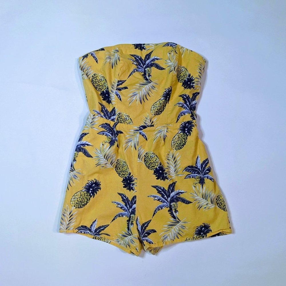 Love Riche Retro Pineapple Floral Print Romper Shorts